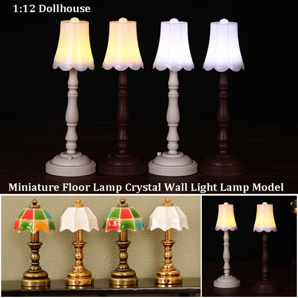 1:12 6 Styles Dollhouse Miniature Floor Lamp Mini Simulation Bedside Lamp Doll House Decor