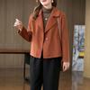 Women's Lapel Long Sleeve Blazer Short Wool Coat Slim Fit Single Breasted Solid Color Petite Fall Casual Outerwear Jacket