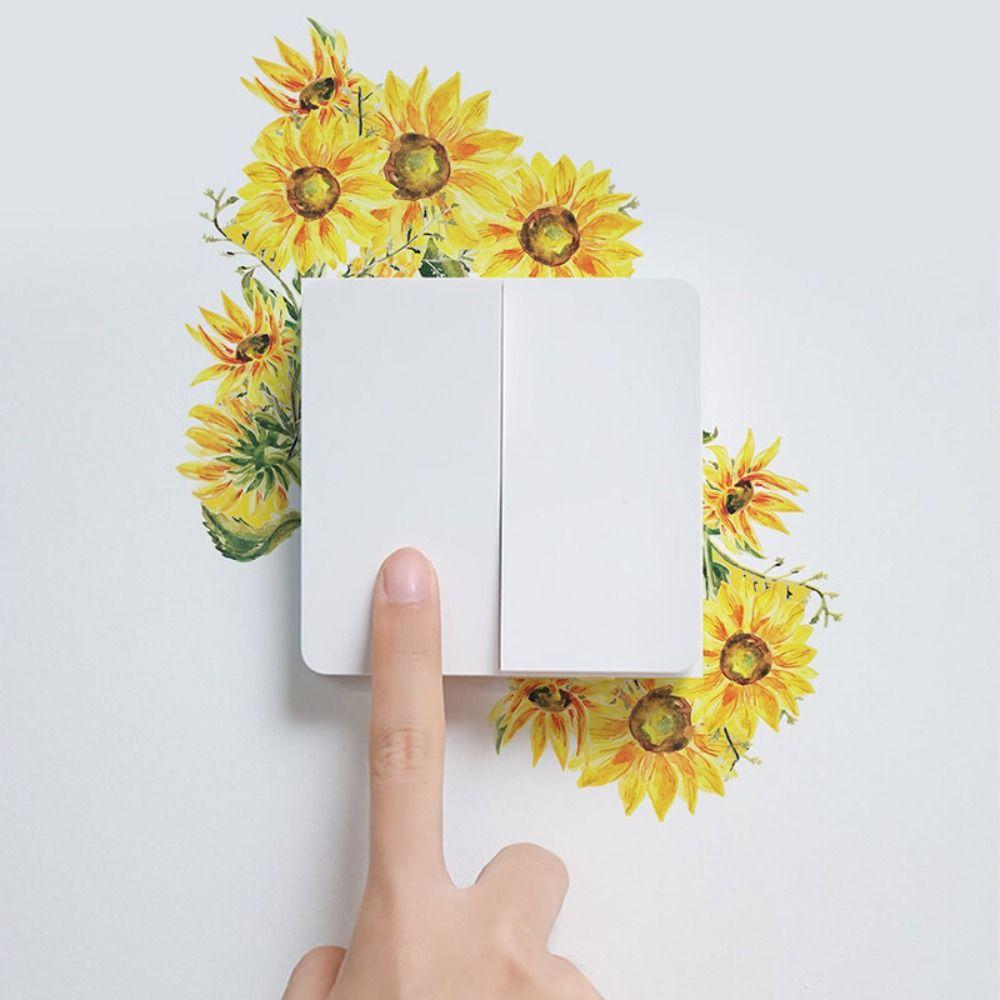 Flower Green Leaves Plants Sticker Plant Flower Switch Sticker Multiple Styles   Wall Decor