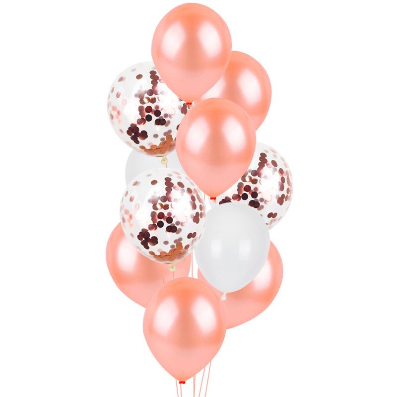 12pcs Rose Gold Number Foil Balloons Birthday Party Decoration Kids 1st First Baby Girl Princess 1 2 3 4 5 6 7 8 9 Years Old