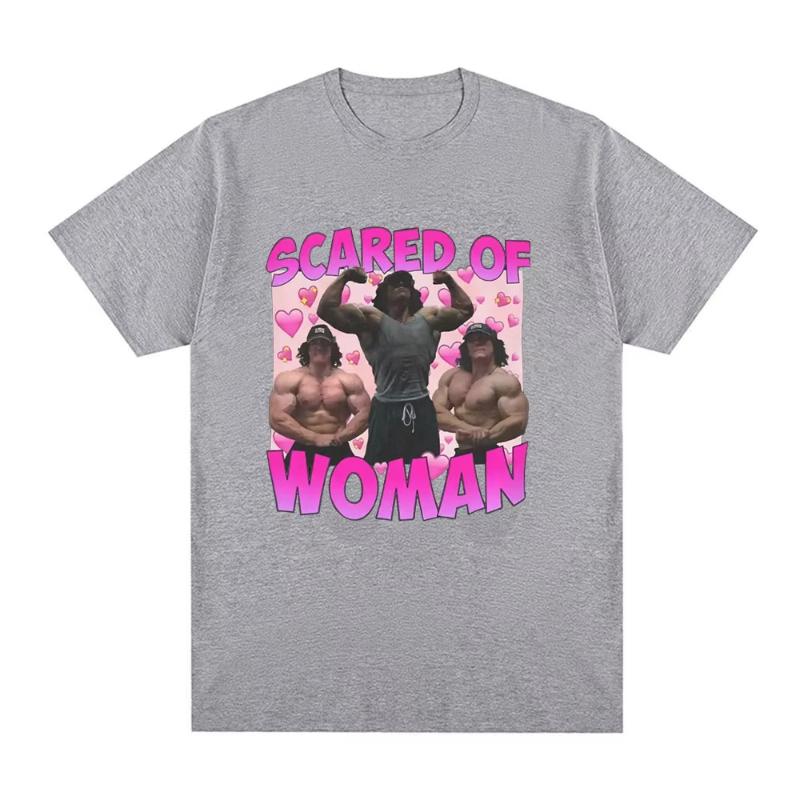 

Sam Sulek Scared of Women T Shirt Humor Gym Fitness Lovers Graphic Tshirts Unisex Women Cotton Casual Oversized Tee Shirt S