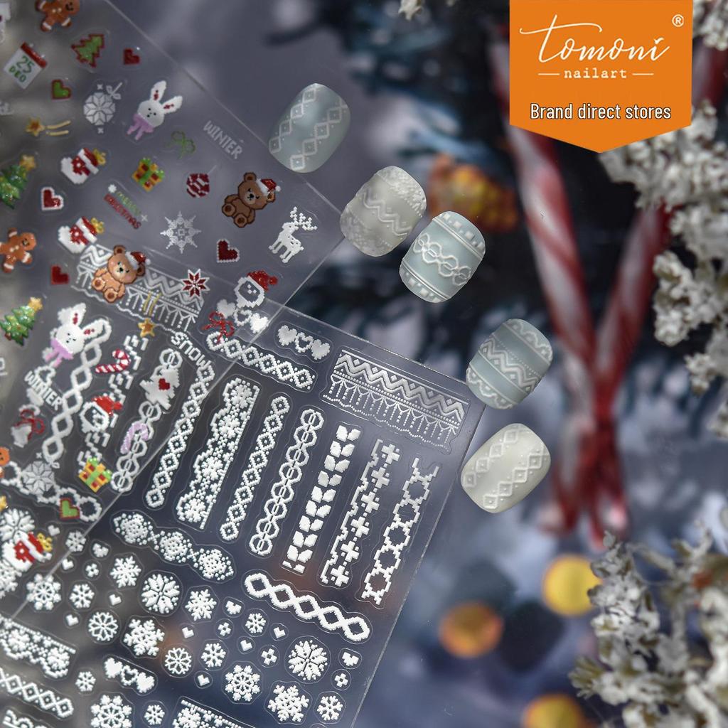 Tomoni 3D Winter Christmas Pixel Sweater Nail Stickers.