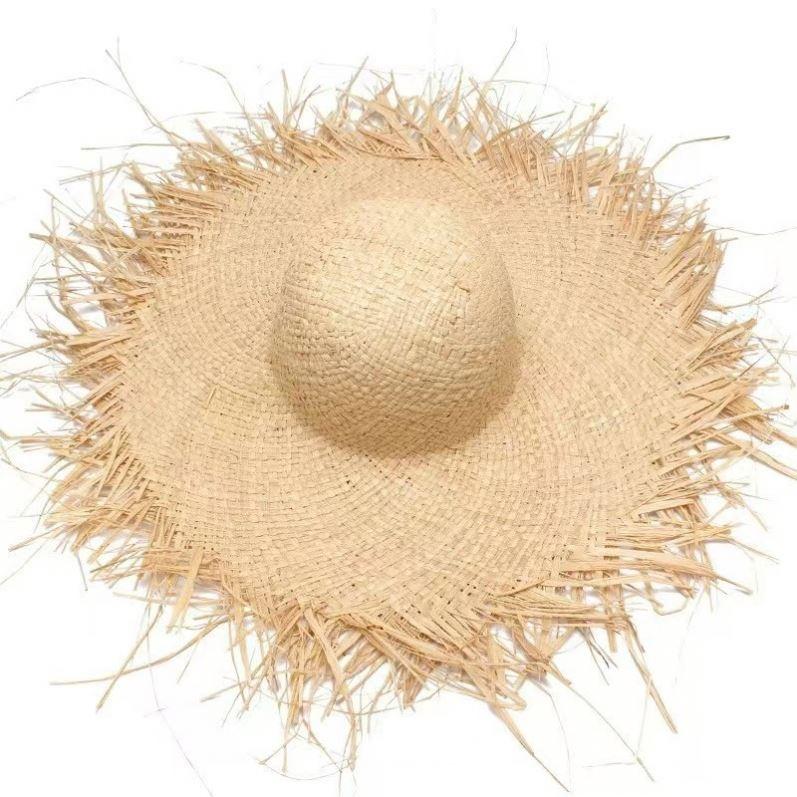 Summer Ins Travel Vacation Style Raffia Straw Women's Big Brim Sun-Proof Frayed Temperament Beach Hat