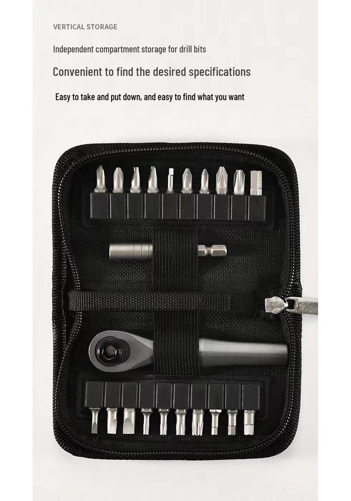 22-Piece Multifunctional Ratchet Screwdriver Set with Phillips and Flathead Bits