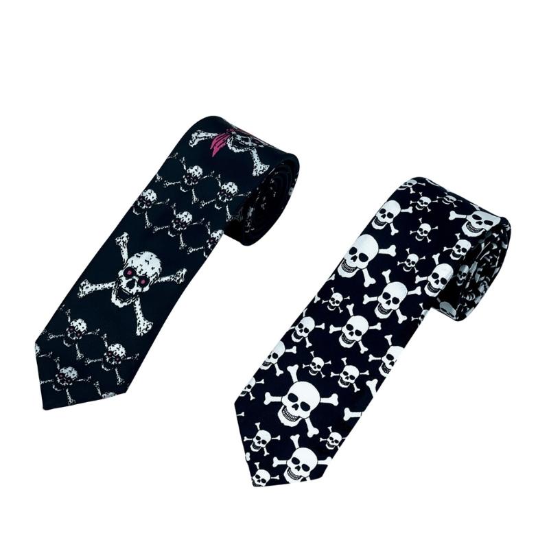 Halloween Skull Spiders Necktie For Costume Parties Family Festival Gathering Matching Outfit Neck Tie for Cosplay Event
