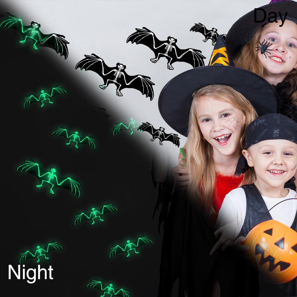Halloween Decorative Stickers Bat Luminous Haunted House Ghost Festival Scene Props Horror Stickers Wall Stickers