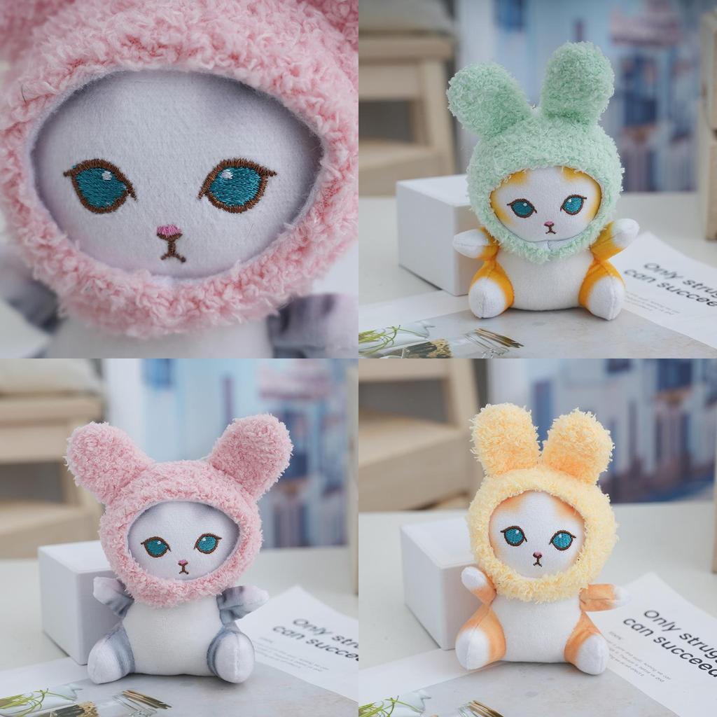 Bunny Ear Cute Cat Plush Keychain Fluffy Stuffed Animal Doll For Bags Gifts And