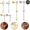 Titanium European-American Tassel Chain Ear Cuff F136 with Alloy Internal Thread Lip Stud
