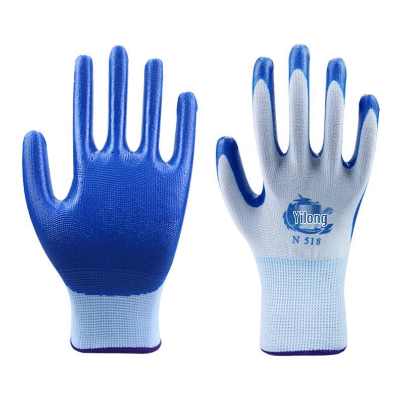 12 Pairs Breathable Nitrile Work Gloves - Oil & Slip-Resistant, Comfortable, Wear-Resistant for Construction & Auto Repair. Free Shipping.