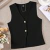 New Sleeveless Slim Fit Knit Vest Single-Breasted Solid Versatile Casual Slimming Versatile Vest Top