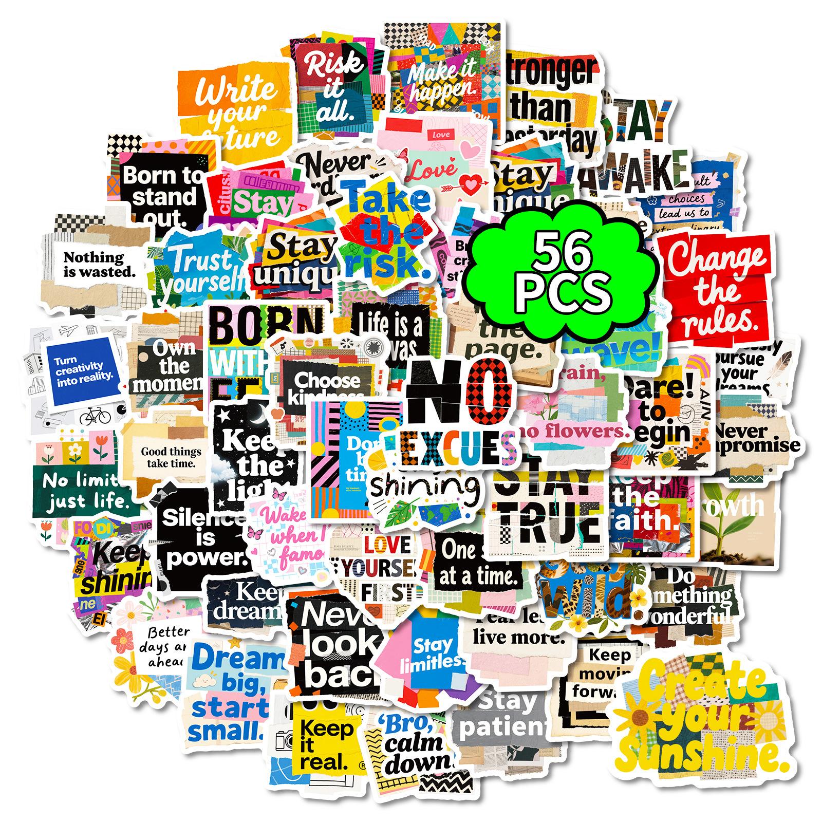 56 Inspirational Splicing Text Graffiti Stickers Creative Trend Decorative Waterproof Stickers