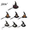 Cat Halloween Costume Accessory Witch Hat, Fun Pet Hat with Adjustable Elastic Strap, Cartoon Bat Themed Ghost Pumpkin Skull for Cats