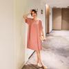 Modal Summer Nightdress - Plus Size, Casual, Short-Sleeved, V-Neck, Pleated Long Skirt
