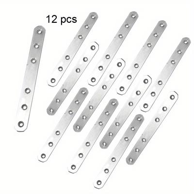 12pcs Flat Mending Plate Stainless Steel Flat Bracket Metal Straight Brace Repair Joining Fixing Bracket Wood Bracket Connector