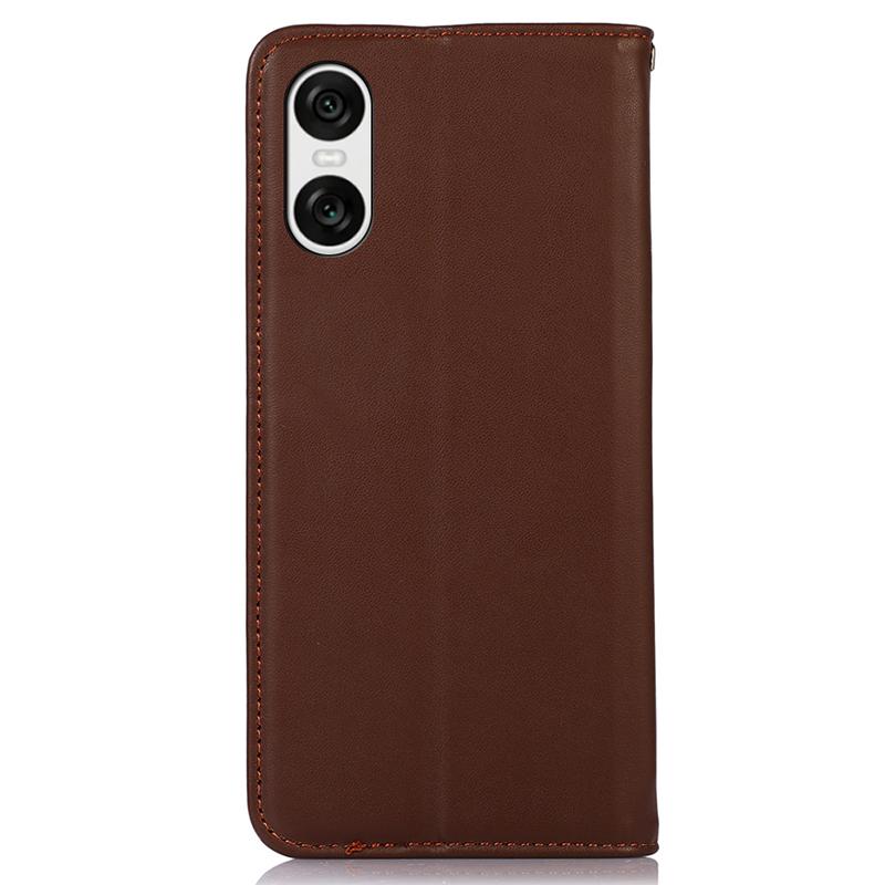 For Sony Xperia 10 VI Wallet Case Genuine Cow Leather Flip Phone Cover