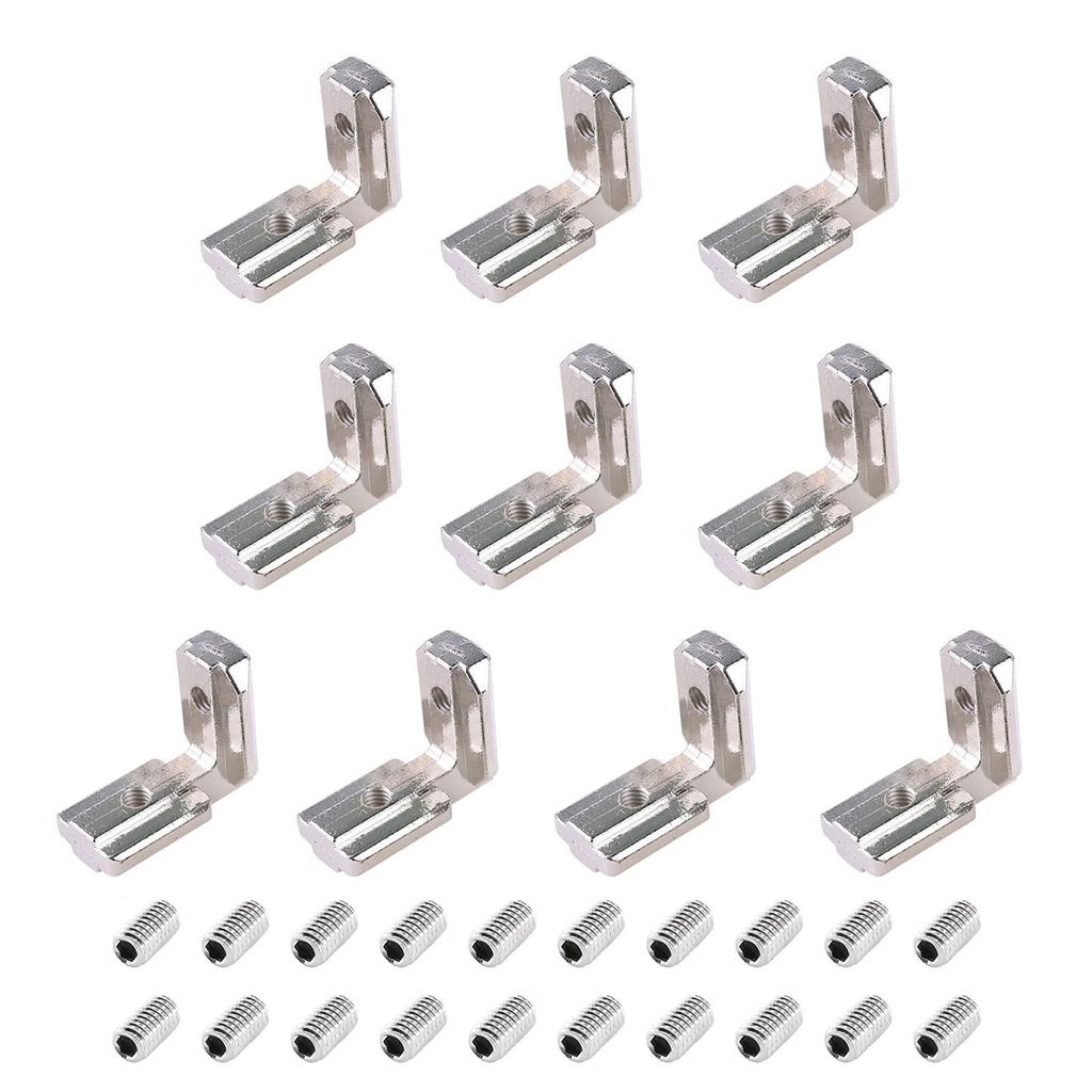 Balení 10 úhelníků Vnitřní rohový spojník se šrouby Úhelníkové spojky ve tvaru L Jednoduché použití pro profily s T-drážkou