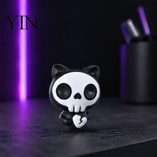 Spooky Ornaments for Indoor Plants Halloween Miniature Ornament, Skeleton Tombstone Miniature, Cute Mini Grim Reaper Haunted House Decoration Desk Bat