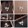 Classic Princess Bow Necklace High-End Square Zirconia Geometric Design Accessory for Attending Banquet Personalized Zircon