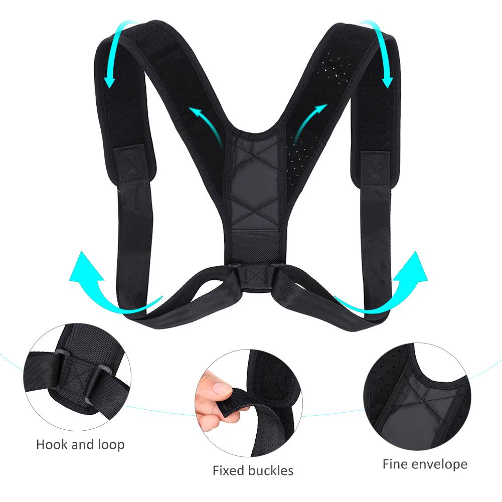 Durable Nylon Posture Corrector Women Men Shoulder Support Brace with Hook & Loop