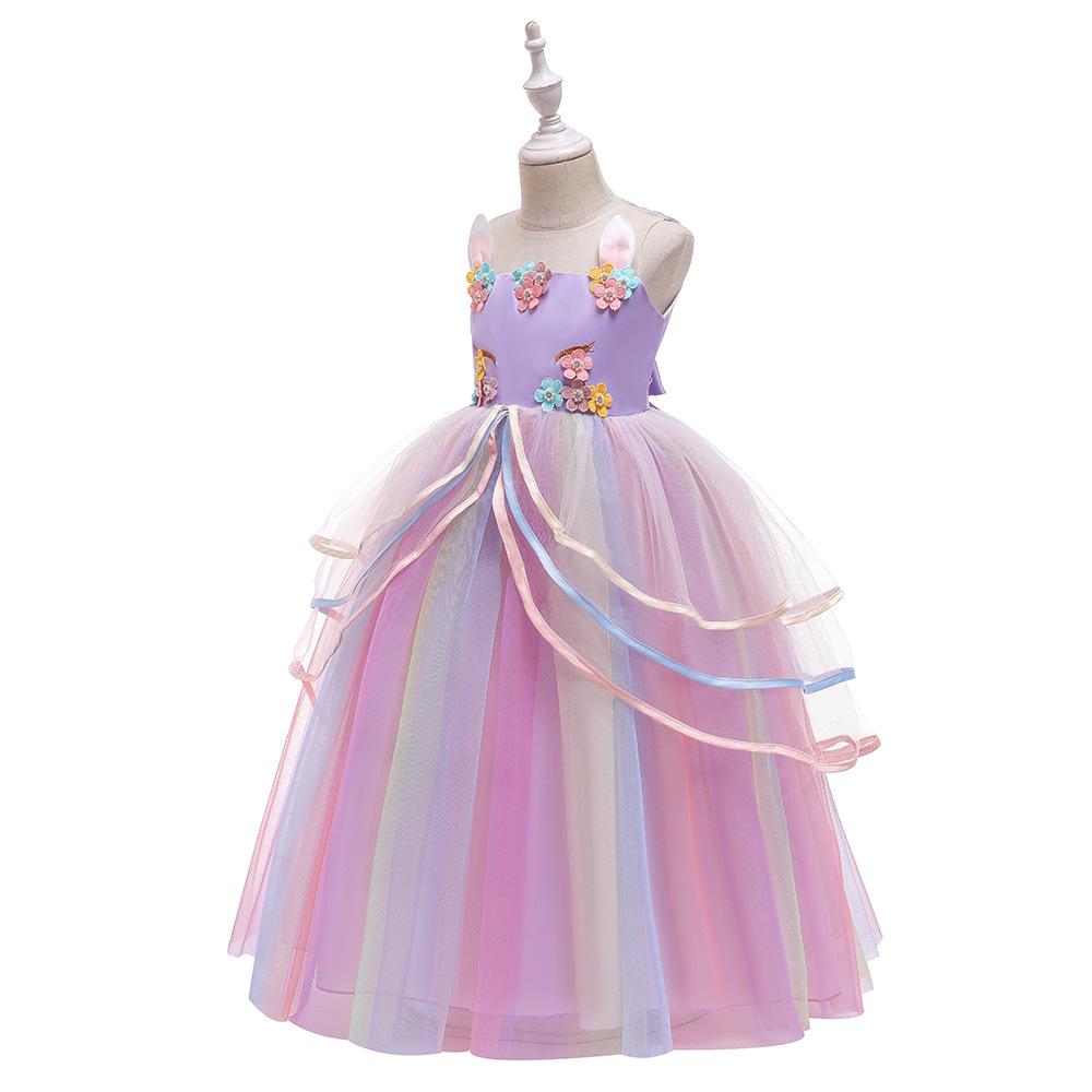 Children's 2026 Formal Princess Dress - Unicorn Tulle Rainbow Skirt