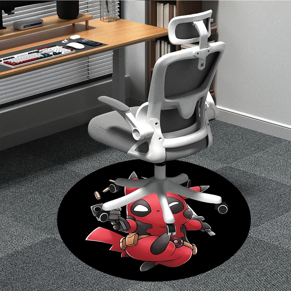 

1PC Pikachu Deadpool Office Round Rug Perfect for Office Non-Slip Backing, Decorative Floor Mat yy250916050 80cm by 80cm
