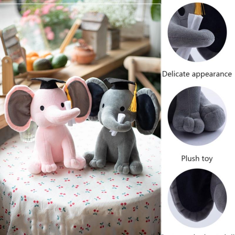 Cute Elephant Plush Toy With Graduation Hat Perfect Graduation Gift