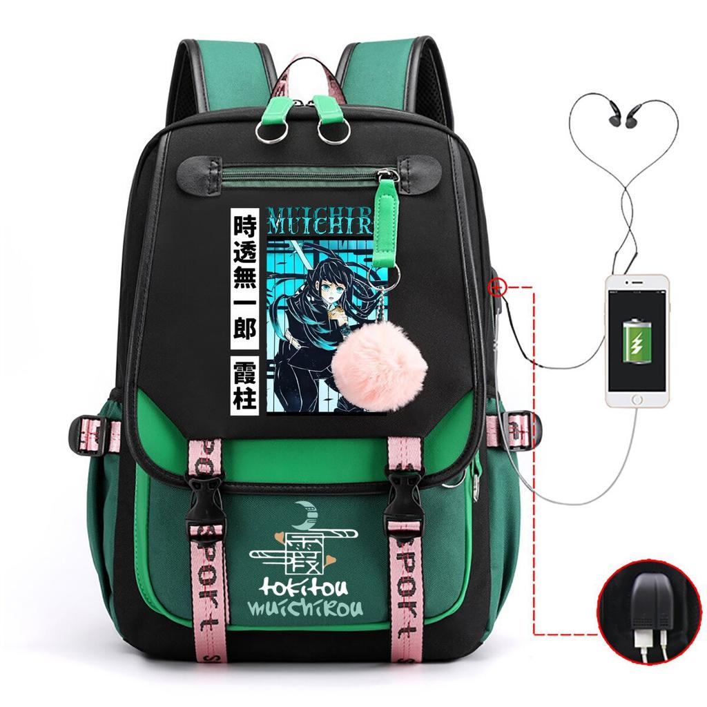 Ghost extermination surrounding animation schoolbag large capacity with usb academy wind junior high school student casual backpack