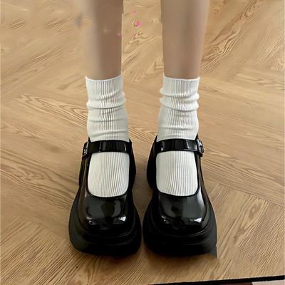 Zapatos Mary Jane de plataforma para niña tacón grueso primavera y verano nuevos suela muffin zapatos individuales japoneses que aumentan la altura zapatos pequeños de cuero zapatos de mujer