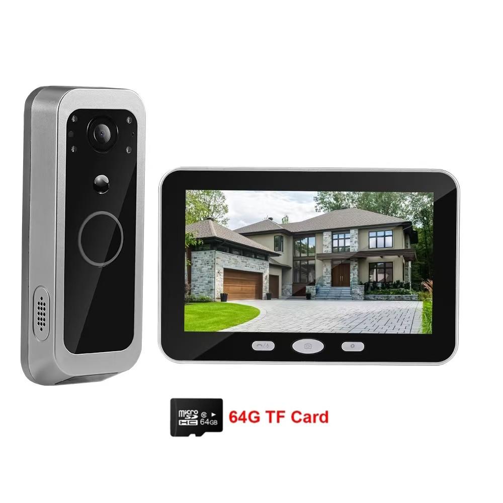 

5-дюймовый IPS-экран Tuya APP 2МП 1080P 2.4G Беспроводной WIFI Видеодомофон 135-градусный широкоугольный Видеодомофон Система интеркома ED-400VK 400VK 64G