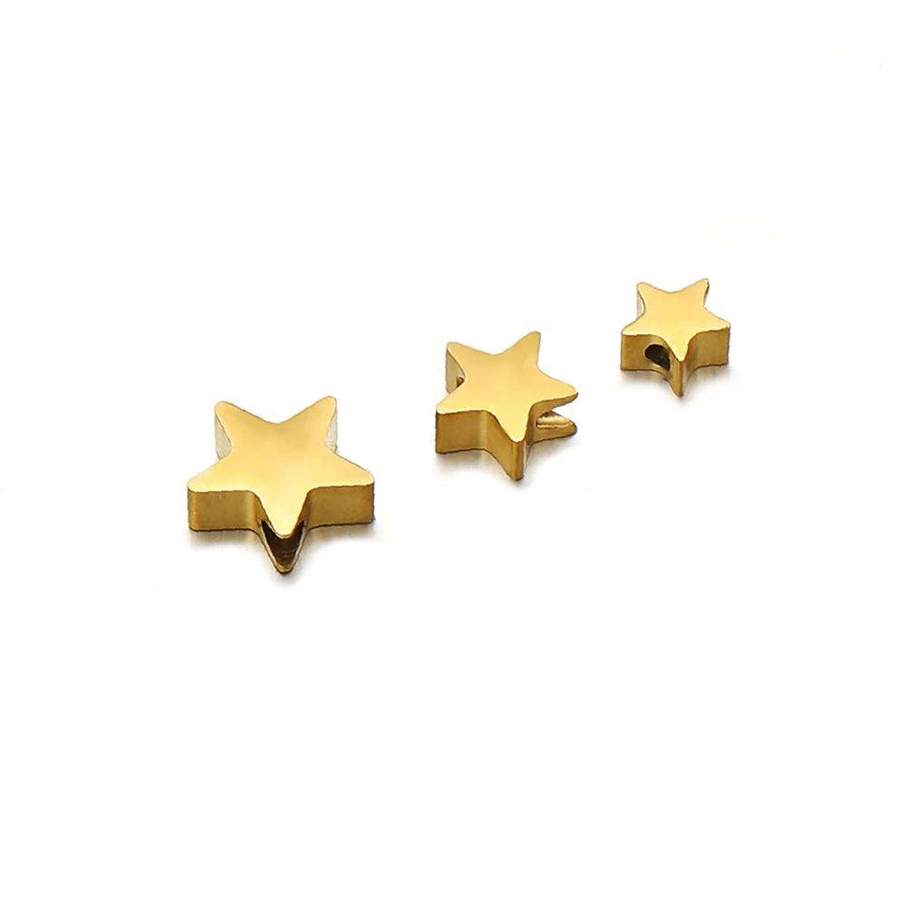 5Pcs 6mm 8mm 10mm Stainless Steel Heart Beads Star Spacer Beads DIY Jewelry Making Bracelet Making Necklace Findings Wholesale