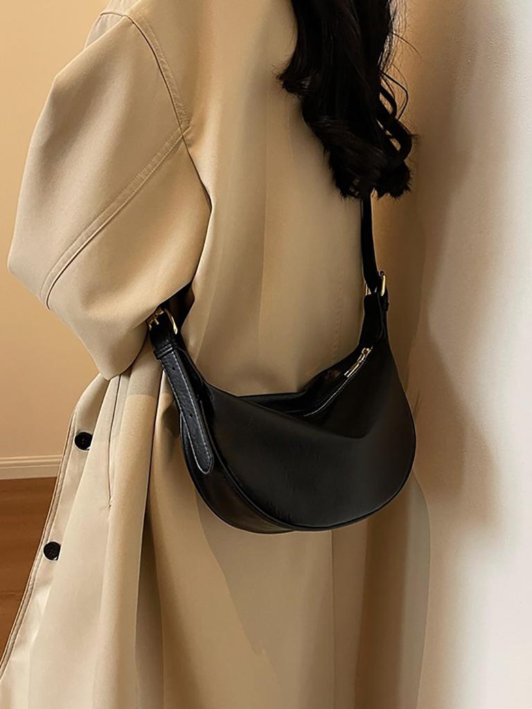 Bolsas de Ombro Femininas da Moda Nova Textura Cor Sólida Nicho Couro Macio Alta Capacidade Lazer Versátil Jiaozi Bao Bolsas Transversais