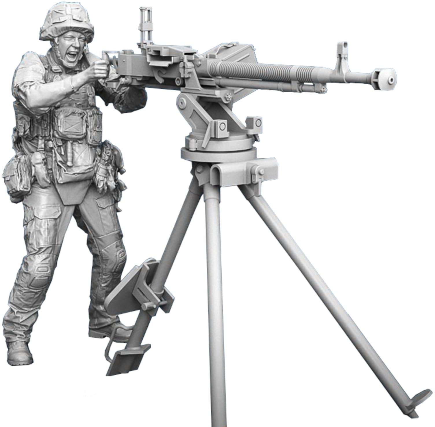 Spallach Soldier with DShK Machine Gun 3D Printer Kit SPU30535 1/35 12.7mm