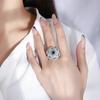 European and American Ring Simulation Color Treasure Retro Wind Sapphire Color Matching Stone Shining Diamond Stamen Women's Ring