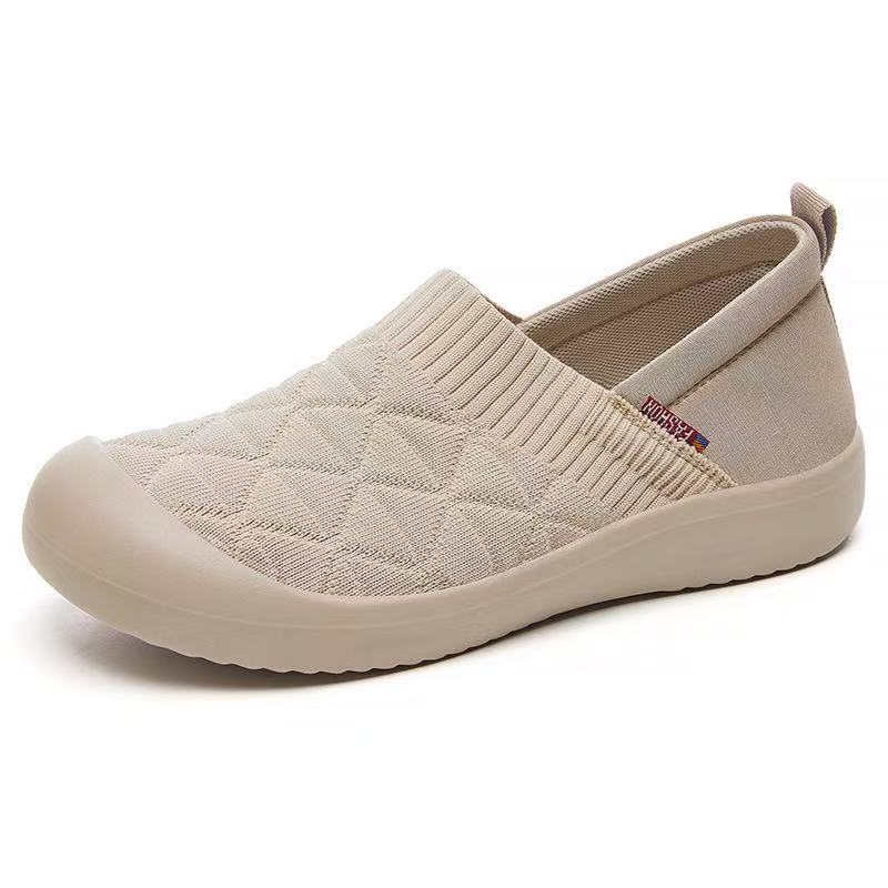 Shoes Women's one-pedal cloth shoes Lightweight flat shoes Soft-soled comfortable white mother shoes