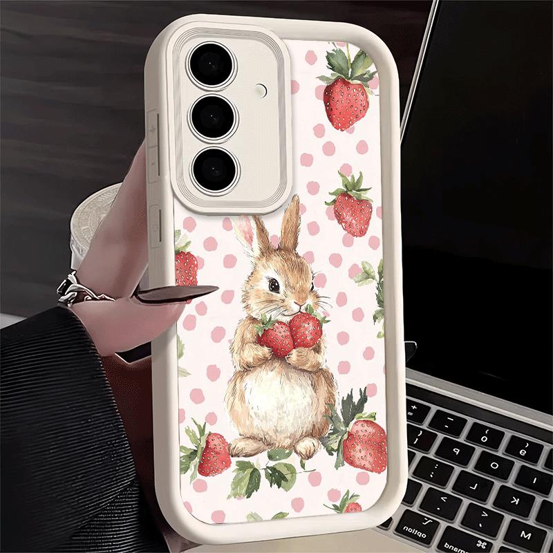 Phone Case for Samsung Galaxy A17 A16 A15 A14 A13 Cute Cartoon Bunny Rabbit A56 A36 A26 A55 A35 A25 A54 A34 A24 A53 A33 A23 A07