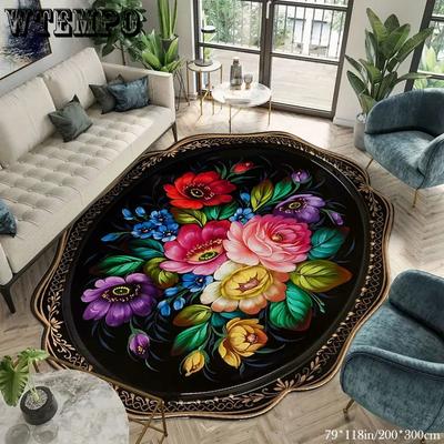 Retro-europäischen Stil Licht Luxus Wohnzimmer Teppich Gedruckt Sofa Couchtisch Matte Anti Slip Schlafzimmer Boden Matte