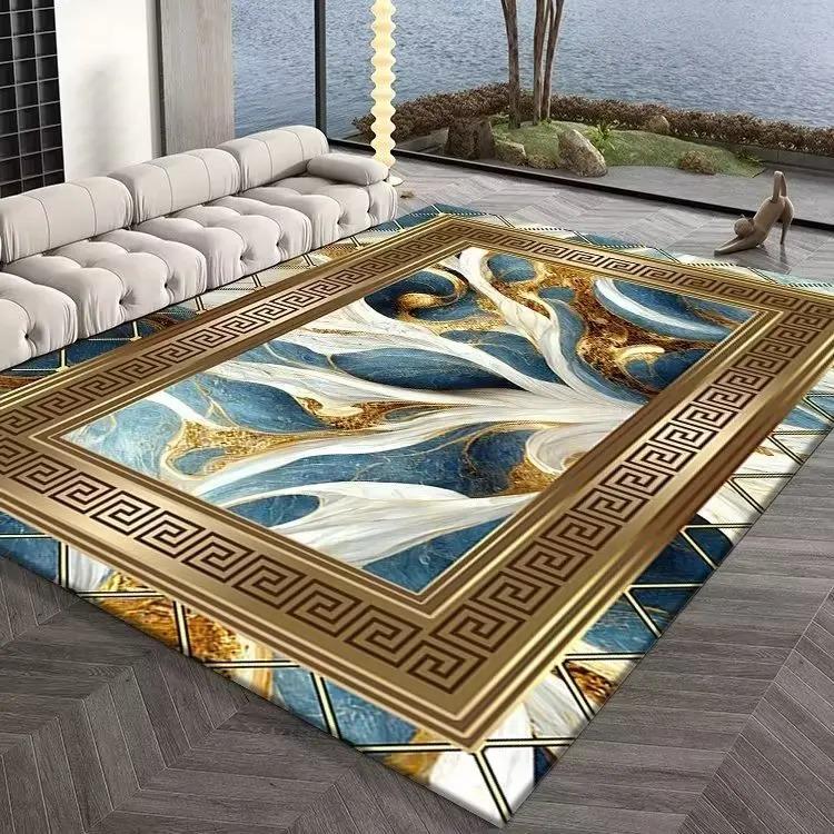 Gold Striped Patchwork Carpet Large Floor Mat for Living Room Washable Anti-slip Kitchen Door Mats Home Bedroom Area Decor Rug