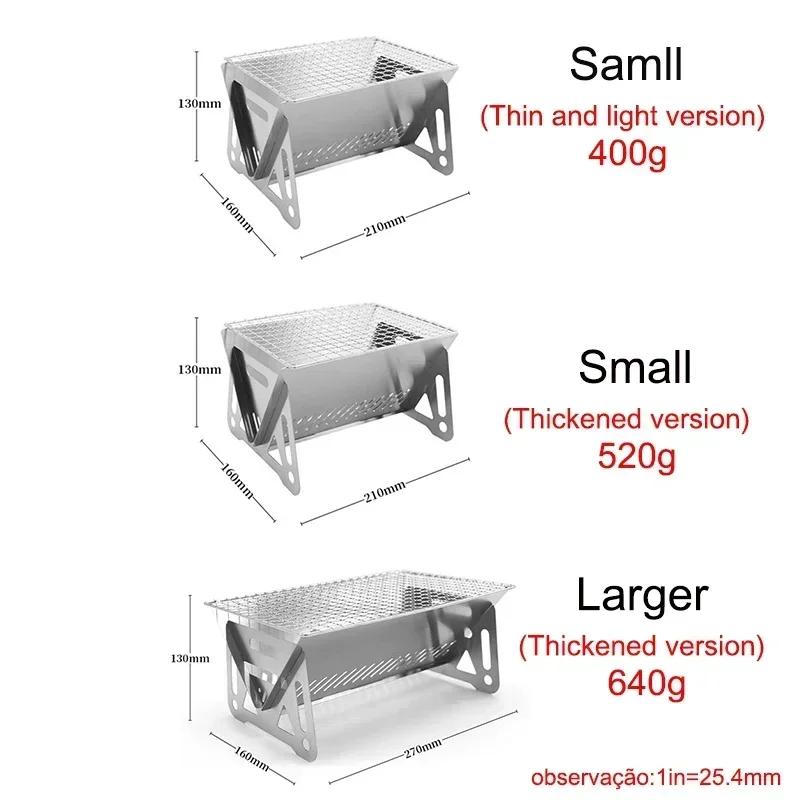 BBQ Grill Portable Folding Barbecue Grill Heating Stoves Multifunction Camping Rack Net Firewood Stove Stainless Steel BBQ Grill