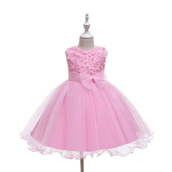 

Ночное платье из бисера в европейском стиле для детей, платье до колена с бантом на день рождения для девочек, многослойные сетчатые платья для девочек 150 розовый