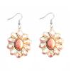 Creative Colored Diamond Earrings, High-End Retro Turquoise Flower Earrings, Bohemian Fashion Earrings.