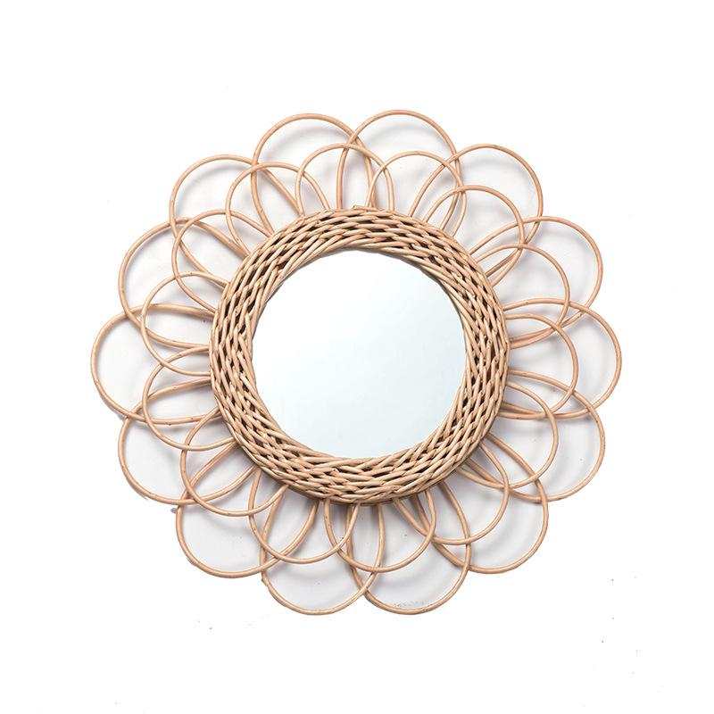 Petal Mirror: Willow Wicker Decorative for Living Room, Bedroom, or Entrance Wall.