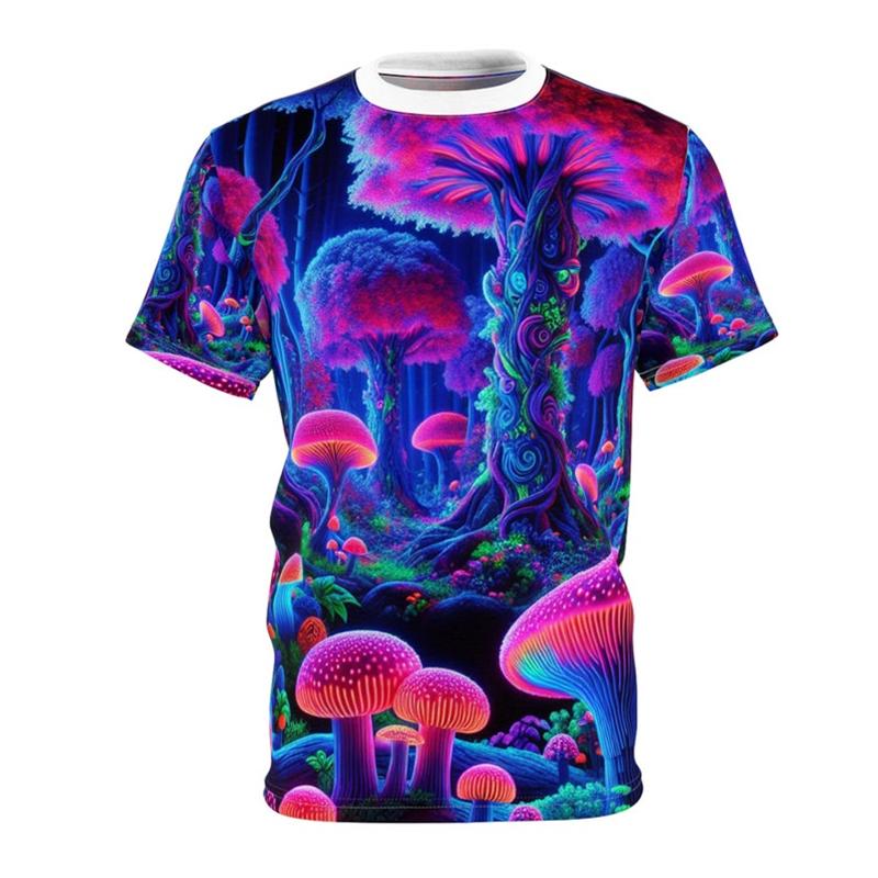 Psychedelic Mushroom Streetwear Tee For Men Harajuku Fashion Short Sleeve T Shirt 3D Print Graffiti Personality Colorful Tops