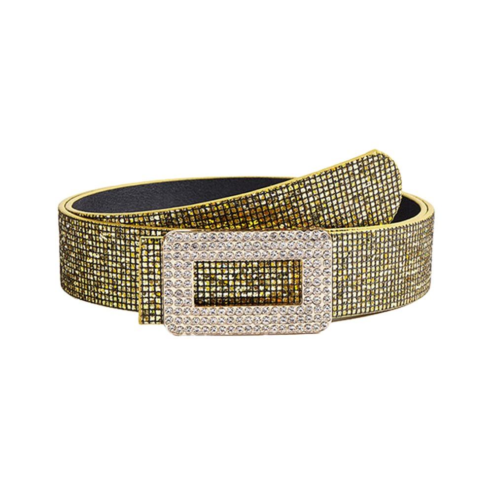Luxury Style PU Leather Rhinestone Belt Wide Sparkling Glitter Women Waistband Versatile Glitter Waist Strap Women Fashion