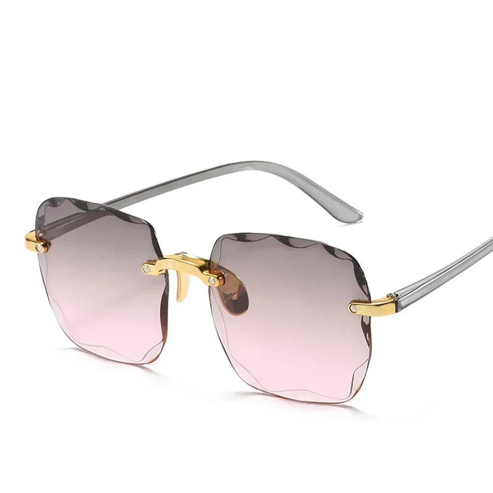 Fashionable Women's Rimless Gradient Sunglasses Stylish UV Protection Lightweight Comfortable Outdoor Accessories