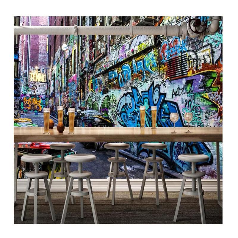 Vintage Mural 3d Graffiti Wallpaper Restaurant Cafe Background Wall Decoration Mural