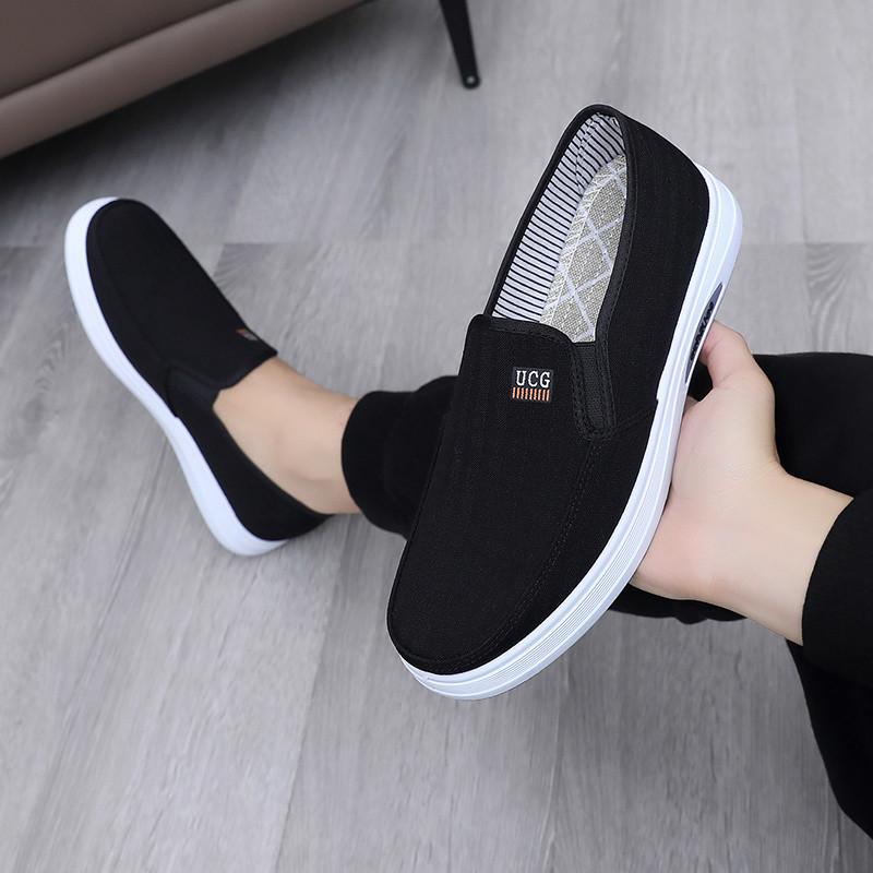 Men's Canvas Shoes Low Top Joker Men's Casual Breathable Men's Shoes One Pedal Lazy Work Shoes