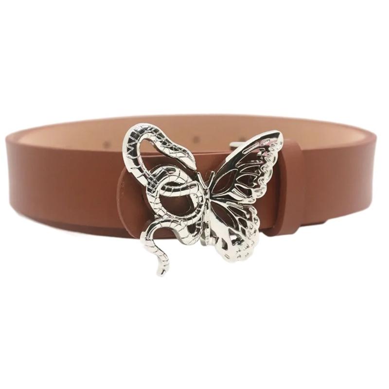Lady Belt Elegant Skinny Waist Belt for Dress Skinny Belt Butterfly Buckle