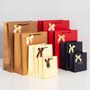 20pcs High End Hot Stamping Thicken Bow Handbag Wedding Birthday Party Gift Bags Golden Clothing Store Packaging Paper Pouches Red Shopping Pockets
