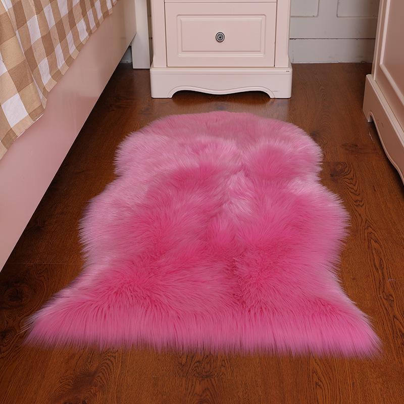 Nordic Style Long Pile Faux Wool Rug for Living Room or Bedroom