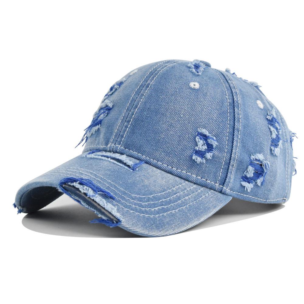 Vintage Distressed Denim Baseball Cap With Sun Protection For Casual Wear